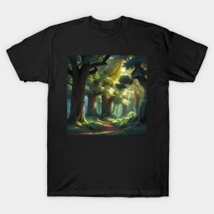 Serene and Peaceful Trail leading into an Oak Forest T-Shirt